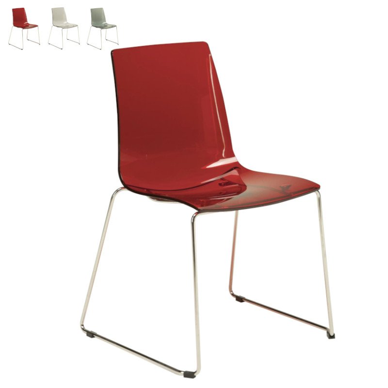 Sedie Moderne con Gambe in Acciaio Plastica Trasparente Design Lollipop