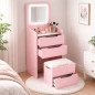 Postazione Trucco Rosa 60 cm Toeletta con Sgabello e Cassettiera