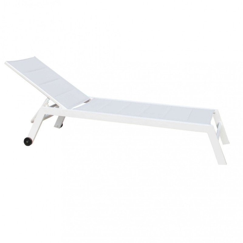 Lettino Prendisole con Ruote in Alluminio da Giardino Spiaggia Mare e Piscina