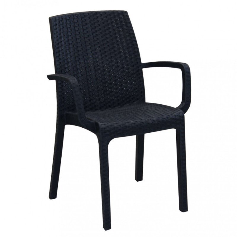 Sedia da Giardino con Braccioli in Polyrattan da Esterno Impilabile Sedia da Giardino con Braccioli in Polyrattan da Esterno Impilabile