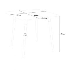 Tavolo da Pranzo Scandinavo Quadrato 80x80 cm Stile Nordico