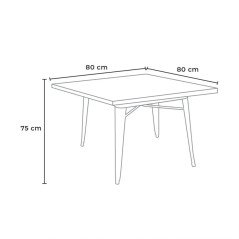 Tavolo Industrial Design Tolix per Cucina e Bar Quadrato 80x80