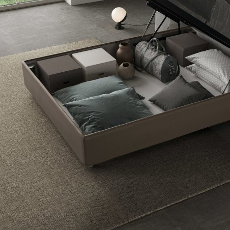Letto Una Piazza e Mezza 120x210 cm Extra Lungo in Similpelle con Contenitore