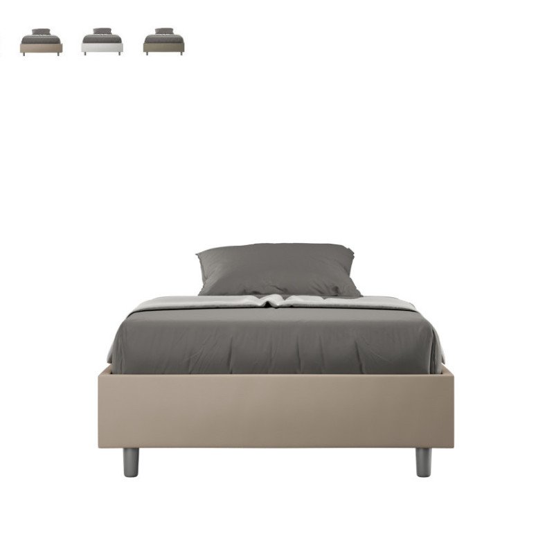 Letto Una Piazza e Mezza 120x210 cm Extra Lungo in Similpelle con Contenitore