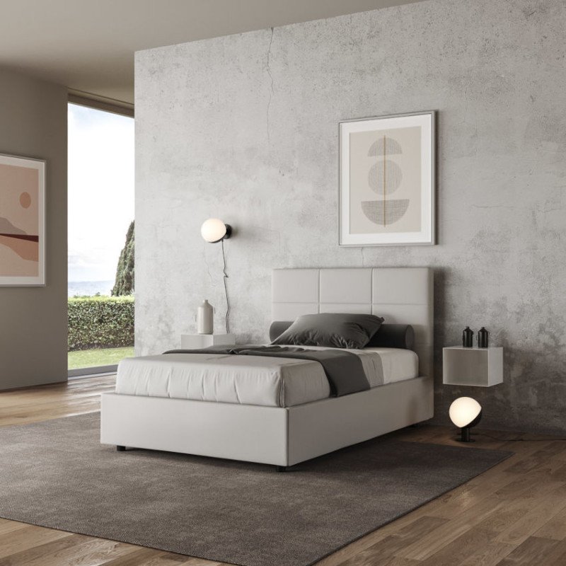 Letto Una Piazza e Mezza con Testata Imbottita 120x190 cm Similpelle