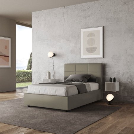 Letto Una Piazza e Mezza con Testata Imbottita 120x190 cm Similpelle