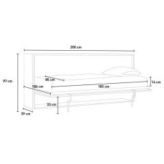 Mobile Letto a Scomparsa Singolo Orizzontale Richiudibile 85x185 cm