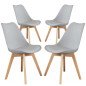 Set 4 Sedie Stile Nordico Imbottite Modello Scandinavo in Legno