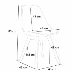 Set 4 Sedie Stile Nordico Imbottite Modello Scandinavo in Legno