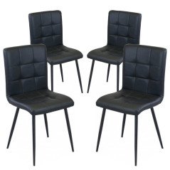 Set 4 Sedie Ecopelle Imbottite Moderne per Soggiorno e Cucina