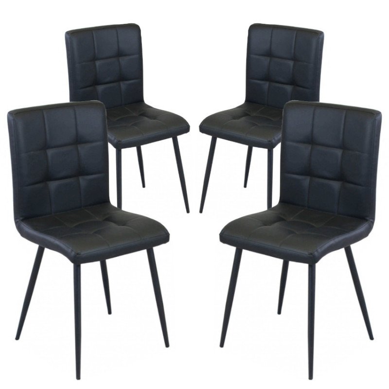 Set 4 Sedie Ecopelle Imbottite Moderne per Soggiorno e Cucina