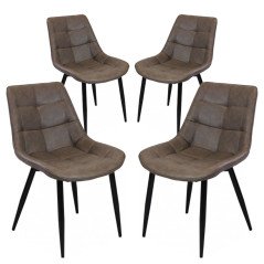 4 Sedie Ecopelle Imbottite Moderne per Sala da Pranzo e Soggiorno
