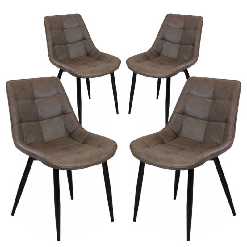 4 Sedie Ecopelle Imbottite Moderne per Sala da Pranzo e Soggiorno