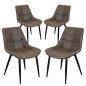 4 Sedie Ecopelle Imbottite Moderne per Sala da Pranzo e Soggiorno