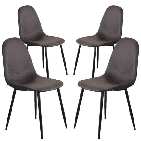Set 4 Sedie Ecopelle Gambe Acciaio Shabby Chic da Cucina