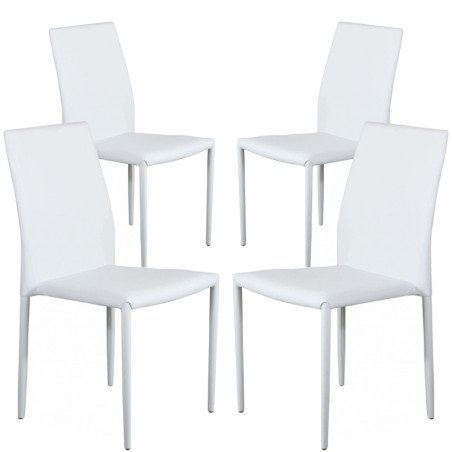 Set 4 Sedie Ecopelle Moderne Eleganti Impilabili da Interno