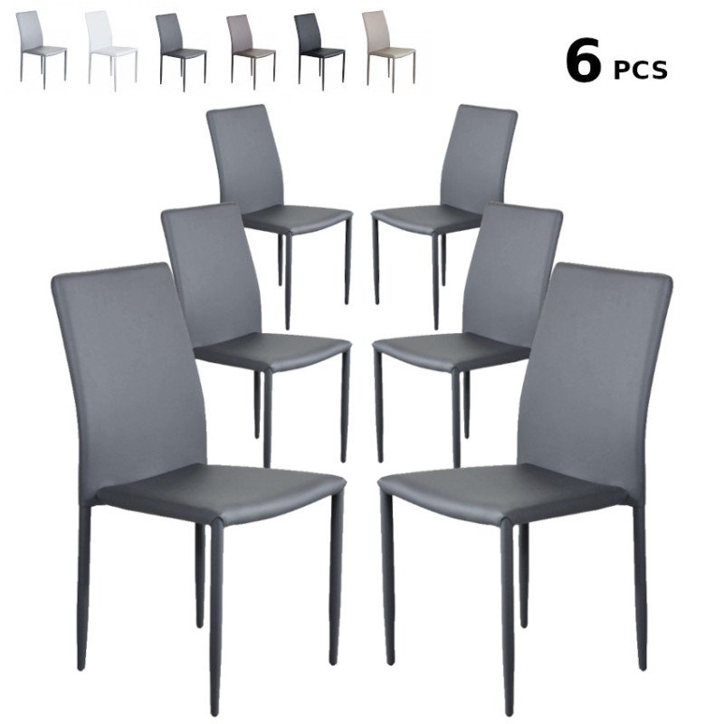 Set di 6 Sedie Impilabili Eleganti per Sala da Pranzo Moderne Similpelle