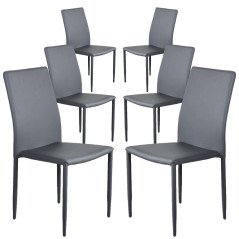 Set di 6 Sedie Impilabili Eleganti per Sala da Pranzo Moderne Similpelle