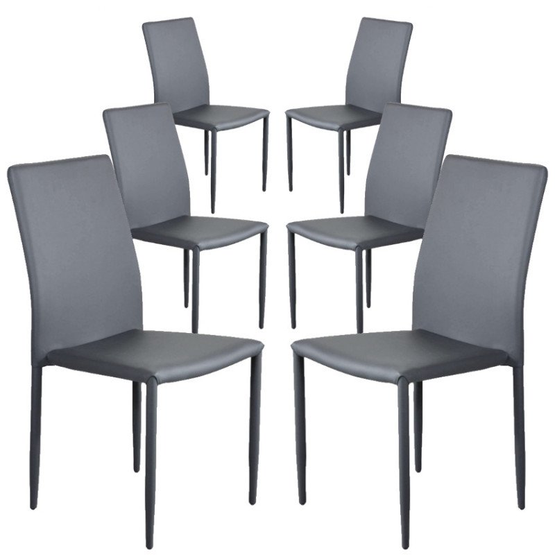 Set di 6 Sedie Impilabili Eleganti per Sala da Pranzo Moderne Similpelle