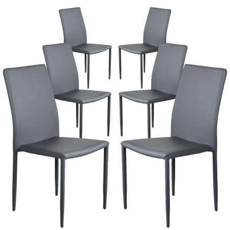 Set di 6 Sedie Impilabili Eleganti per Sala da Pranzo Moderne Similpelle