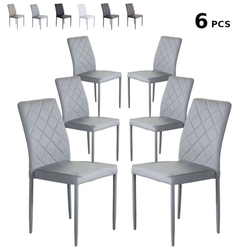 Set 6 Sedie Ecopelle Imbottite Chesterfield Design Rivestite Eleganti