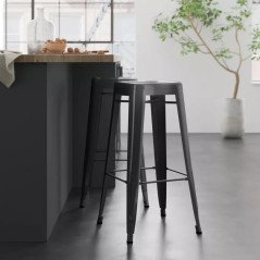 4 Sgabelli Bar Impilabili in Acciaio Design Alti Stile Industriale