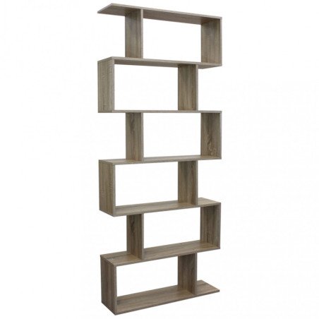 Scaffale Libreria Stretta e Alta Design Moderno 7 Ripiani in Legno