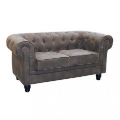 Divano 2 Posti Chesterfield Ecopelle 150 cm Stile Vintage Shabby