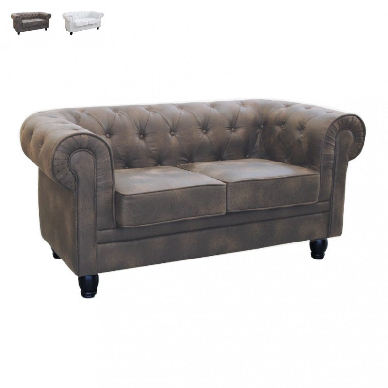 Divano 2 Posti Chesterfield Ecopelle 150 cm Stile Vintage Shabby