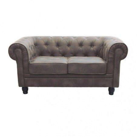 Divano 2 Posti Chesterfield Ecopelle 150 cm Stile Vintage Shabby