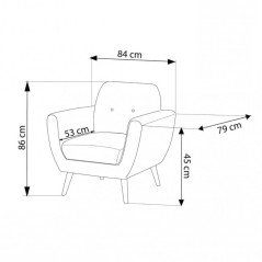 Poltroncina Stile Scandinavo Nordico in Tessuto e Gambe in Legno