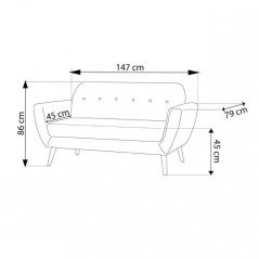 Divanetto Stile Nordico 2 Posti Design Scandinavo in Tessuto da 150 cm