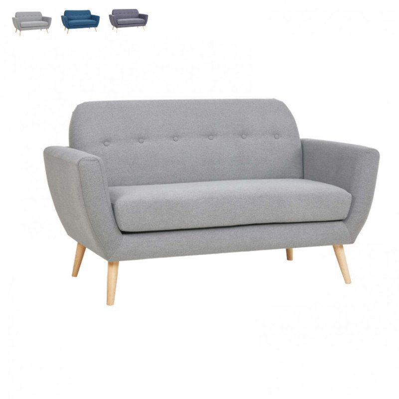 Divanetto Stile Nordico 2 Posti Design Scandinavo in Tessuto da 150 cm