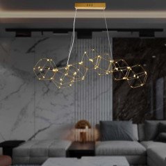 Lampadario a Sospensione Oro Design Moderno a Led Luce Calda