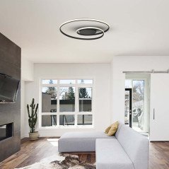 Plafoniera Moderna Nera a Led Bianco Caldo Lampada Soffitto