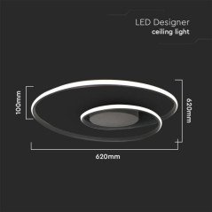 Plafoniera Moderna Nera a Led Bianco Caldo Lampada Soffitto