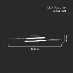 Lampada Moderna da Soffitto Nera a Luce Calda Led 90 cm