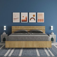 Letto Matrimoniale in Legno Moderno con Testiera e Rete 160x190