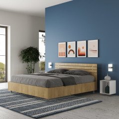 Letto Matrimoniale in Legno Moderno con Testiera e Rete 160x190