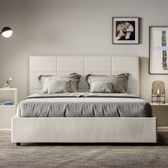 Letto Matrimoniale con Contenitore e Testata Alta Imbottita 160x190