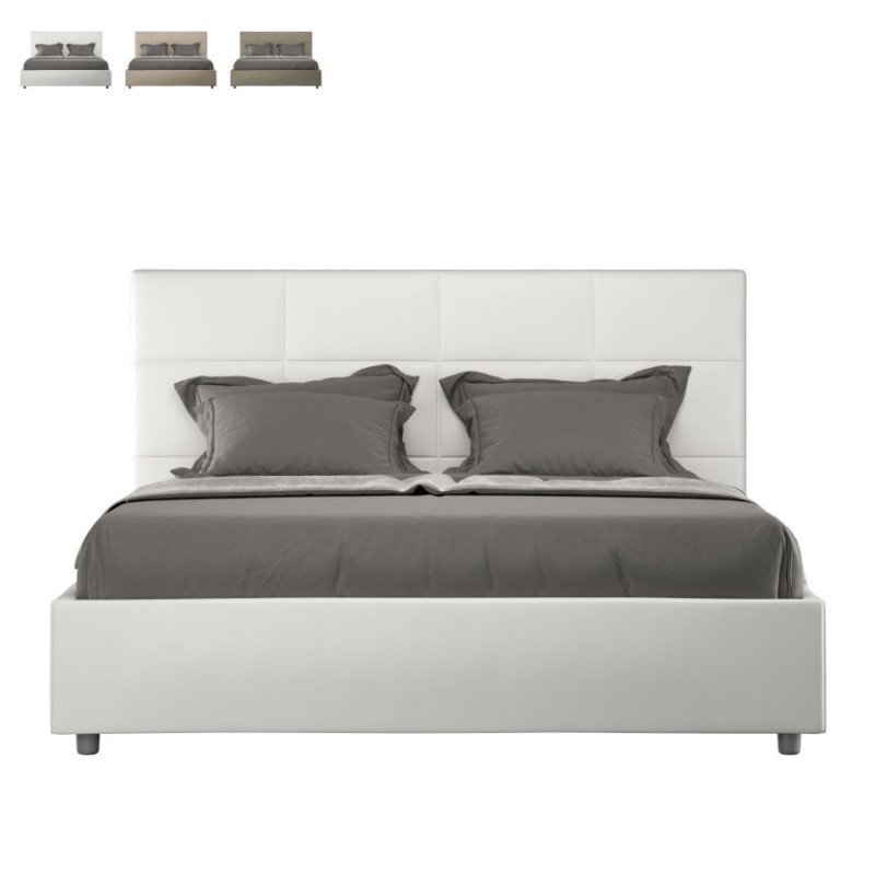 Letto Matrimoniale con Contenitore e Testata Alta Imbottita 160x190