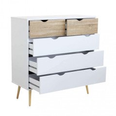 Cassettiera Bianca e Legno con Piedini Scandinava 100 cm Thon