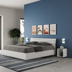 Letto Matrimoniale con Testata in Legno Design 160 x 190 con Rete