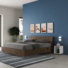 Letto Matrimoniale con Testata in Legno Design 160 x 190 con Rete