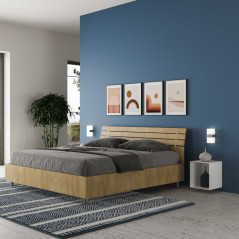 Letto Matrimoniale con Testata in Legno Design 160 x 190 con Rete